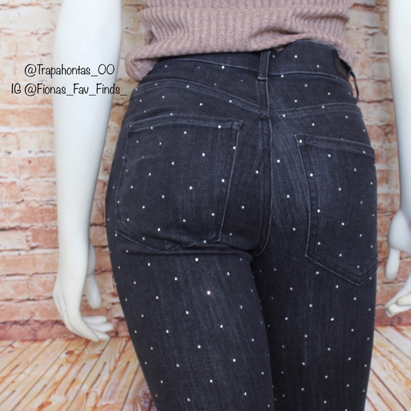 Express | Blk Wash Rhinestone Jeweled Skinny Jeans - Picture 3 of 12